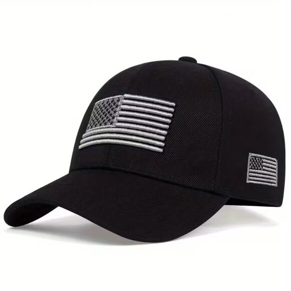Black Patriotic USA Flag Hat Tactical Baseball Cap Adjustable Embroidered Gift - Picture 1 of 5